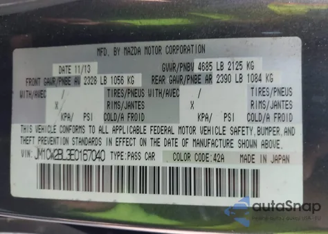 2014 Mazda Mazda5 Sport z USA, uszkodzony, nr VIN JM1CW2BL3E0167040